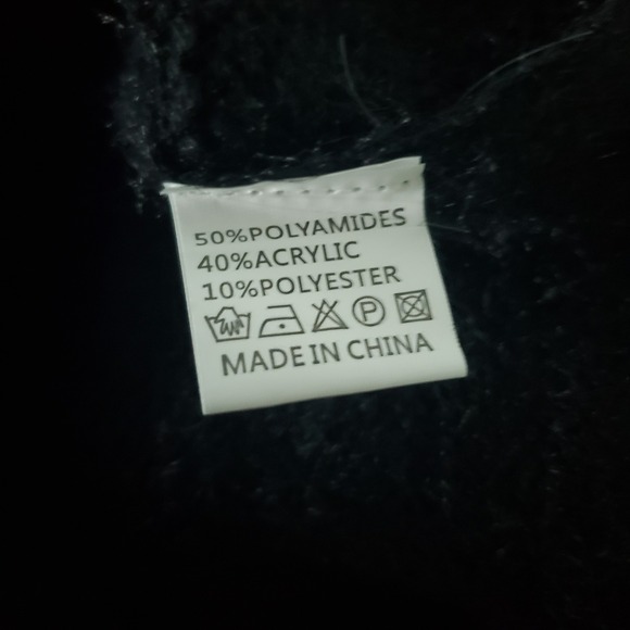 Simply Couture Black Mock Neck Long‎ Sleeve Sweater Dress Applique S Goth - Picture 3 of 7